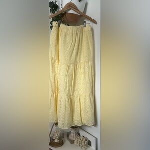 Eyelet Midi Tiered Midi Skirt